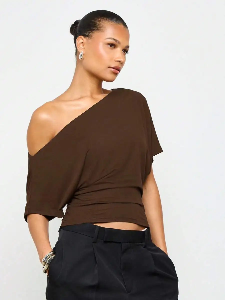 Asymmetrical Off-Shoulder Cropped Top