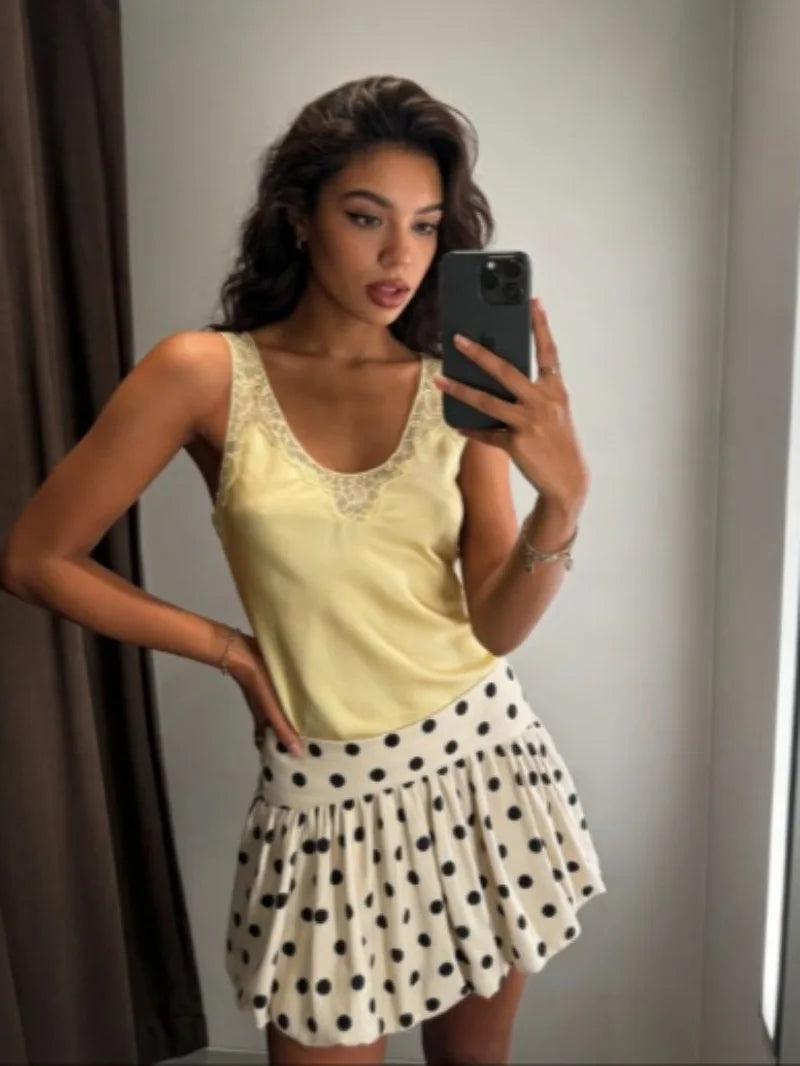 Elegant  Lace Silk Tank Top