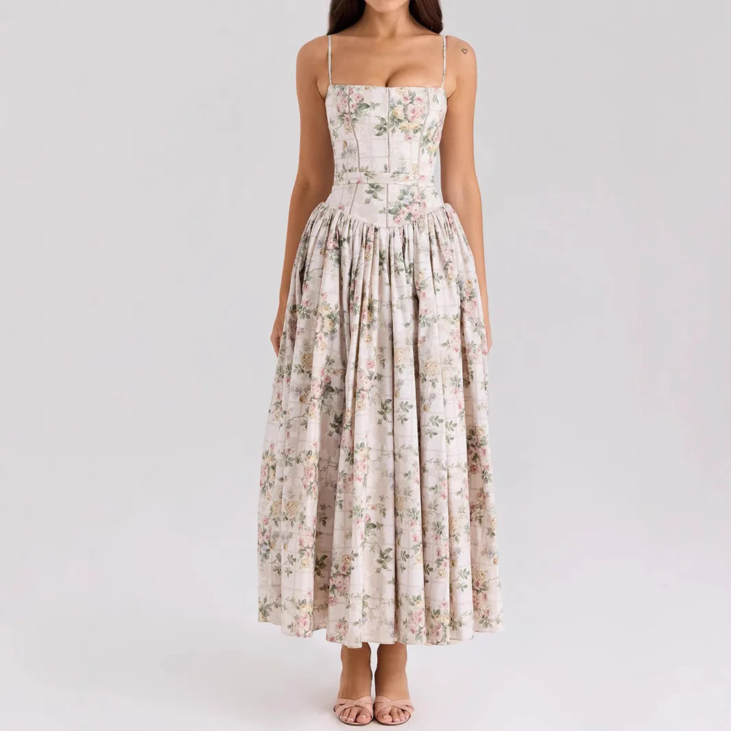 Maxi prendisole elegante a fantasia floreale
