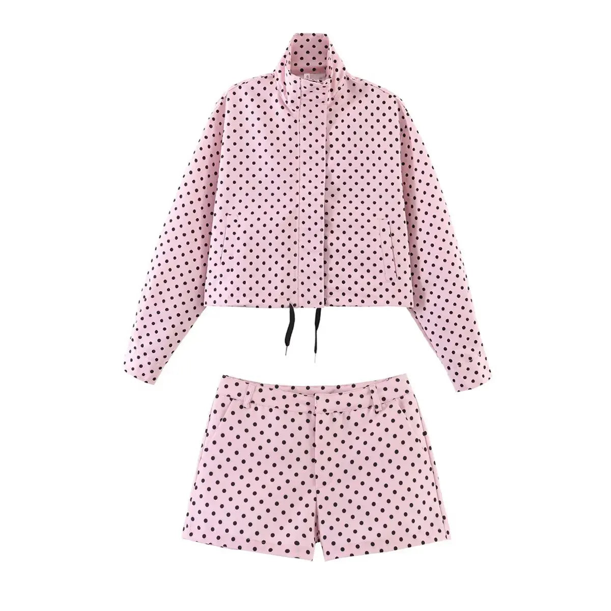 Giacca dolcevita a maniche lunghe con stampa a pois (+ pantaloncini in omaggio)