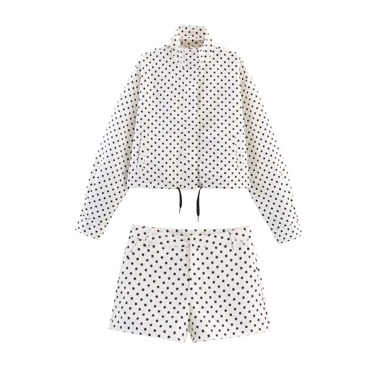 Giacca dolcevita a maniche lunghe con stampa a pois (+ pantaloncini in omaggio)