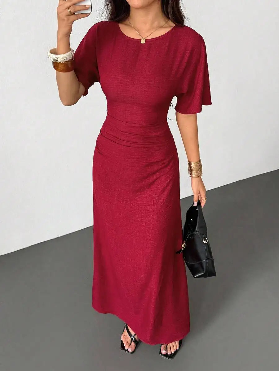 Elegante Vestito Midi Estivo in Misto Lino