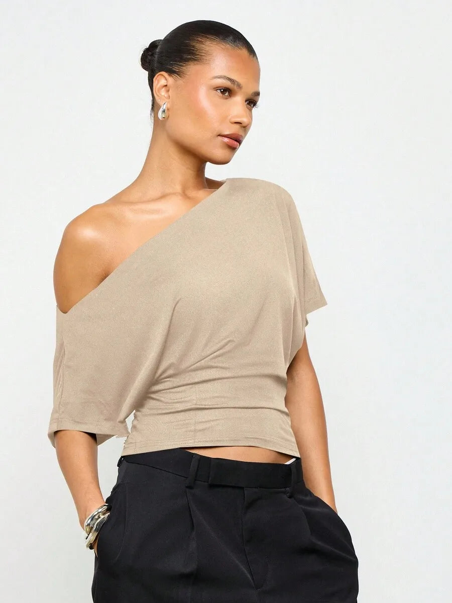 Asymmetrical Off-Shoulder Cropped Top