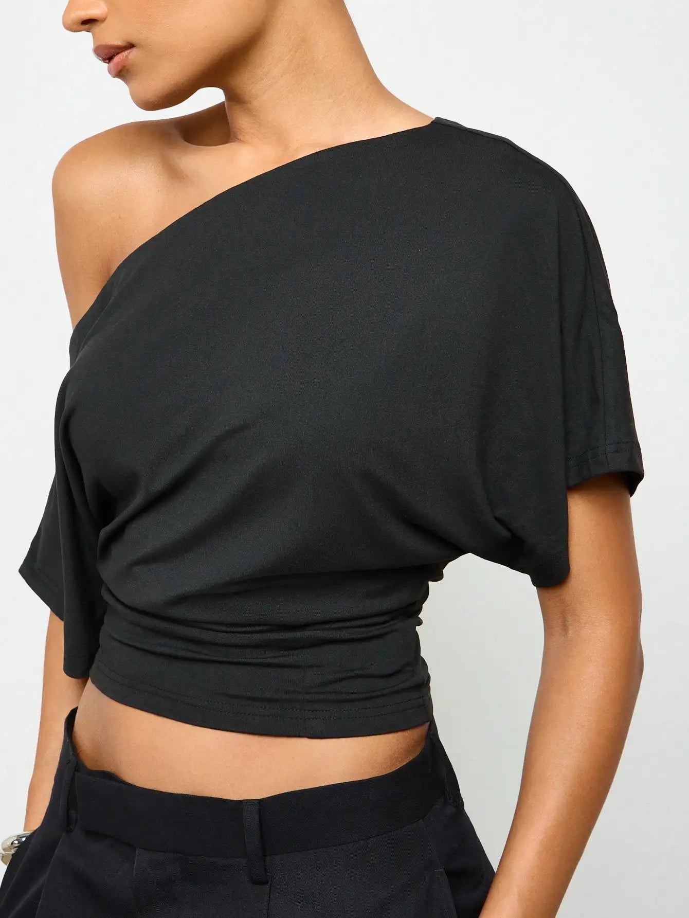 Asymmetrical Off-Shoulder Cropped Top