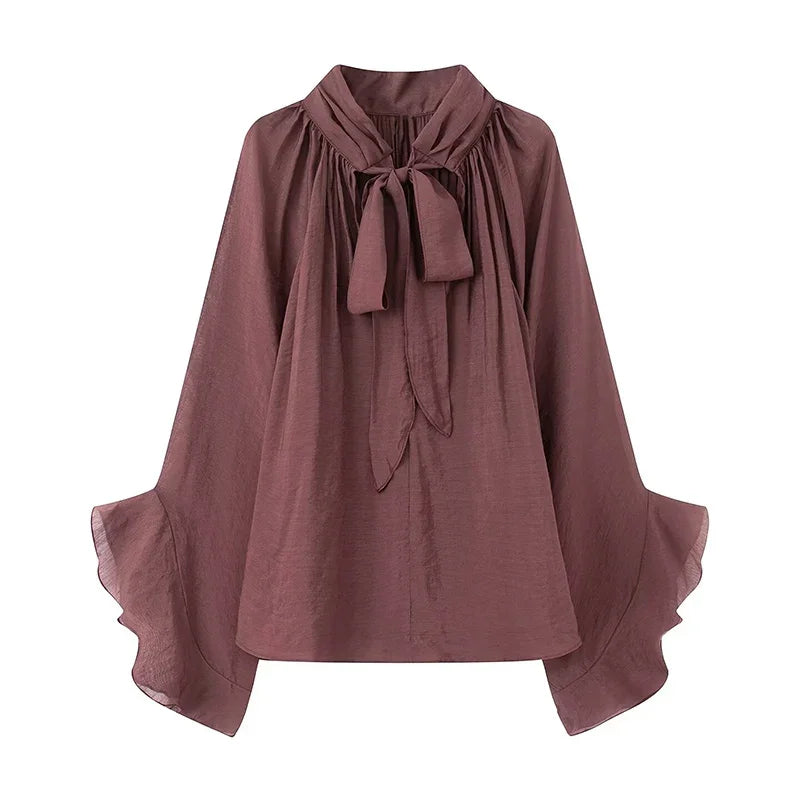 Camicetta con fiocco in chiffon