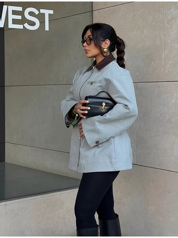 Elegant Slim Fit Collar Cinch Waist Coat