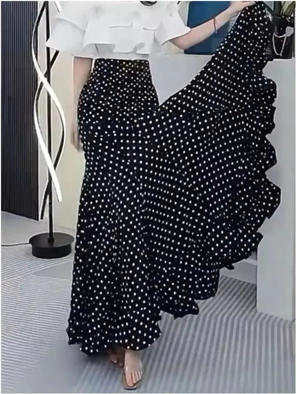 Polka Dot Floor-length Skirt