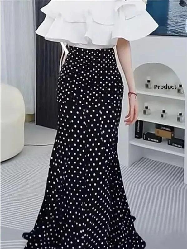Polka Dot Floor-length Skirt