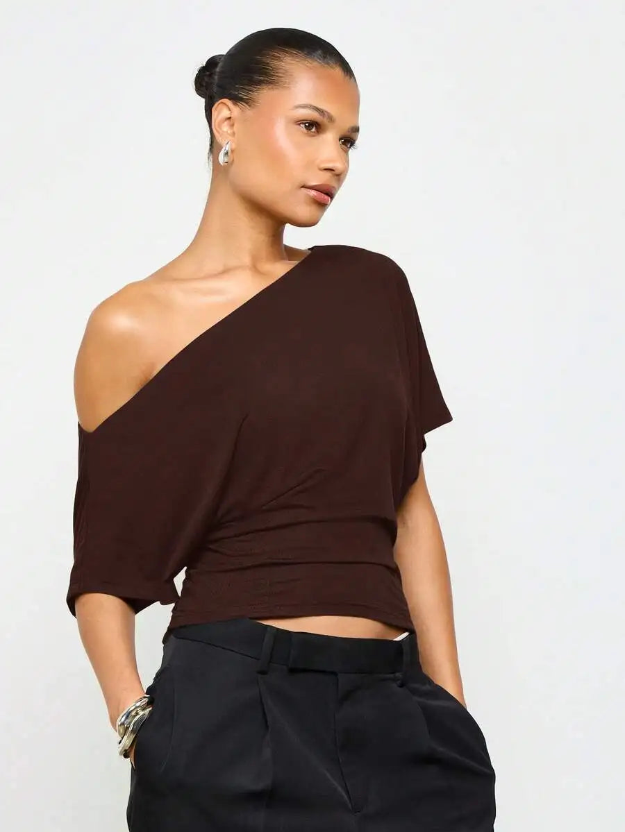 Asymmetrical Off-Shoulder Cropped Top
