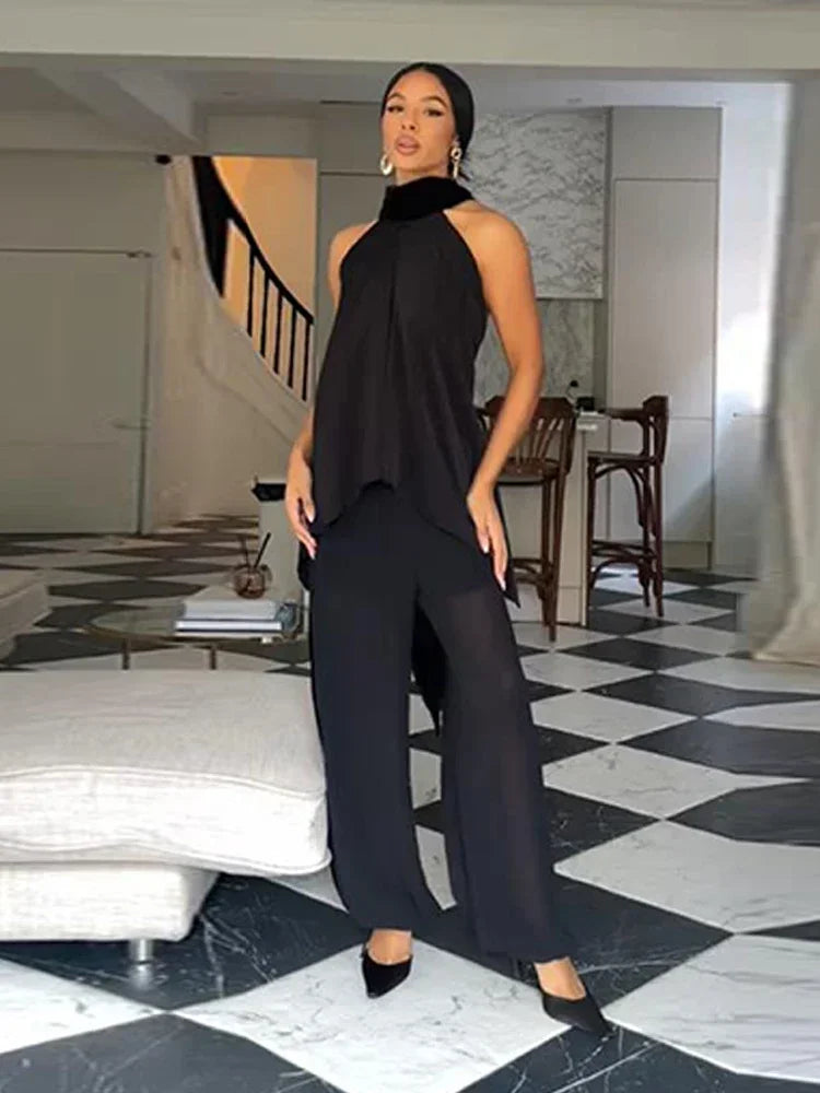 Chic Satin Halter Backless Vests