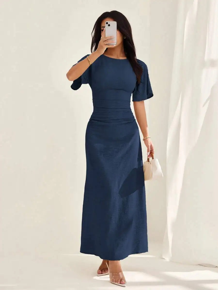 Elegante Vestito Midi Estivo in Misto Lino