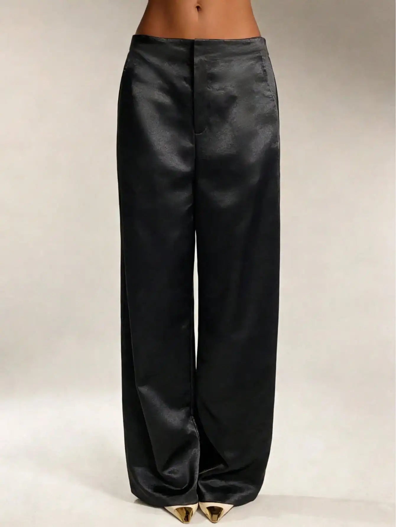 Pantaloni a gamba larga in raso