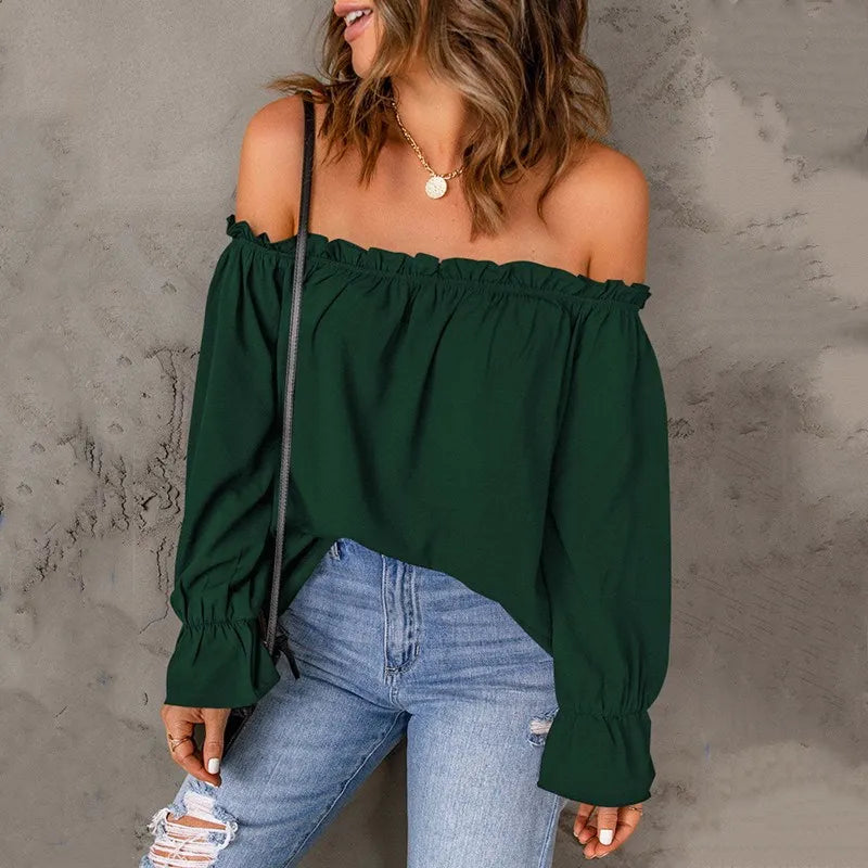 Ivory Off-the-Shoulder Sleeve Blouse