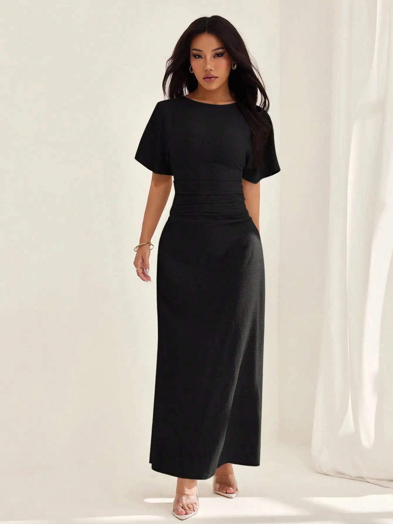Elegante Vestito Midi Estivo in Misto Lino