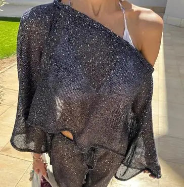 Off One Shoulder Long Sleeve Top