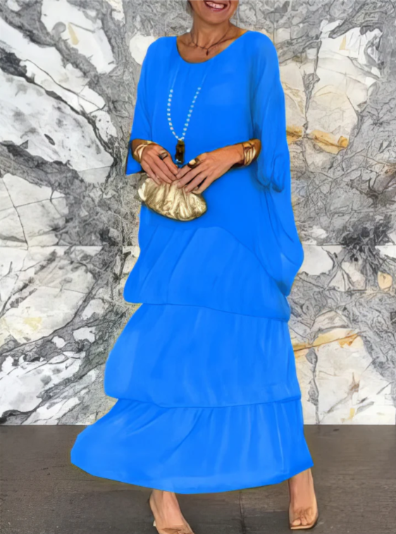 Zenova™ Julia | Lös maxiklänning med rund hals