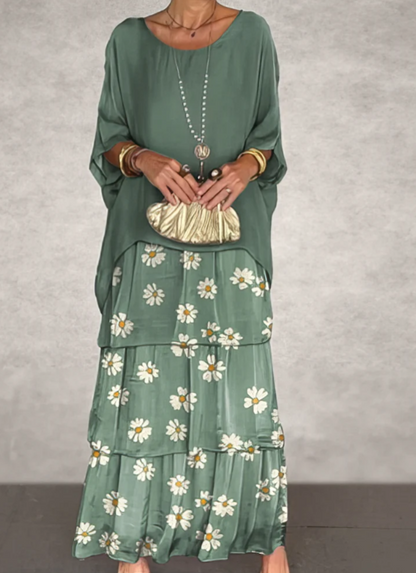 Zenova™ Julia | Lös maxiklänning med rund hals