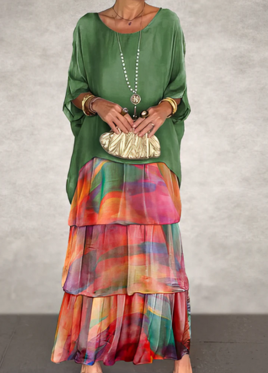 Zenova™ Julia | Lös maxiklänning med rund hals