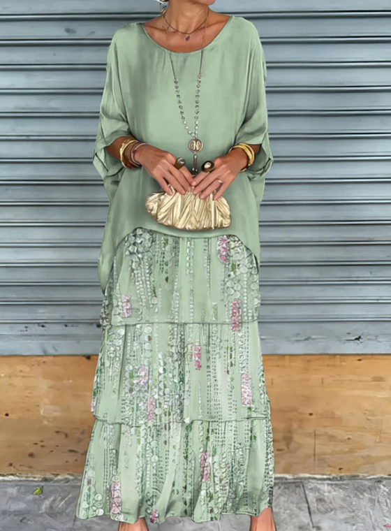 Zenova™ Julia | Lös maxiklänning med rund hals