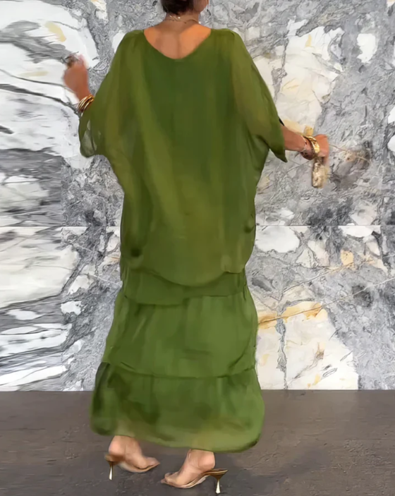 Zenova™ Julia | Lös maxiklänning med rund hals