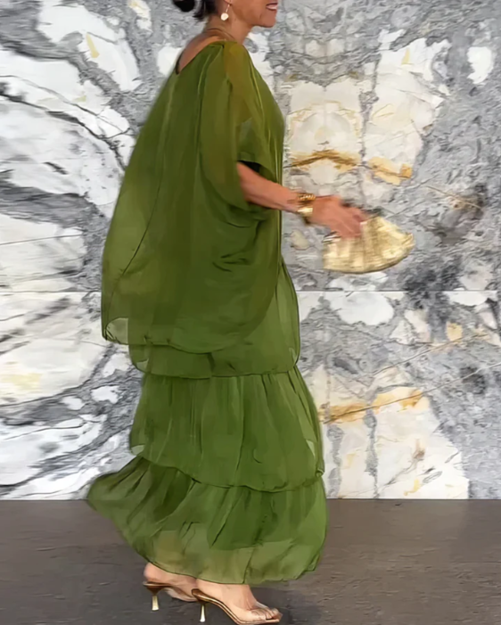 Zenova™ Julia | Lös maxiklänning med rund hals