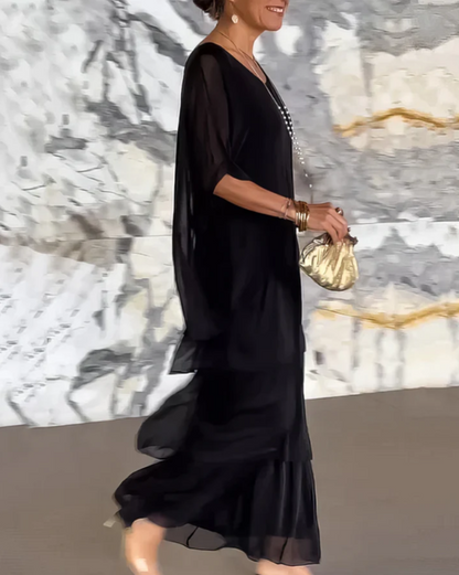 Zenova™ Julia | Lös maxiklänning med rund hals