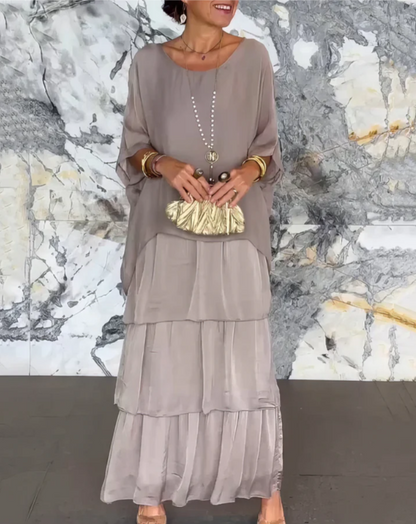 Zenova™ Julia | Lös maxiklänning med rund hals