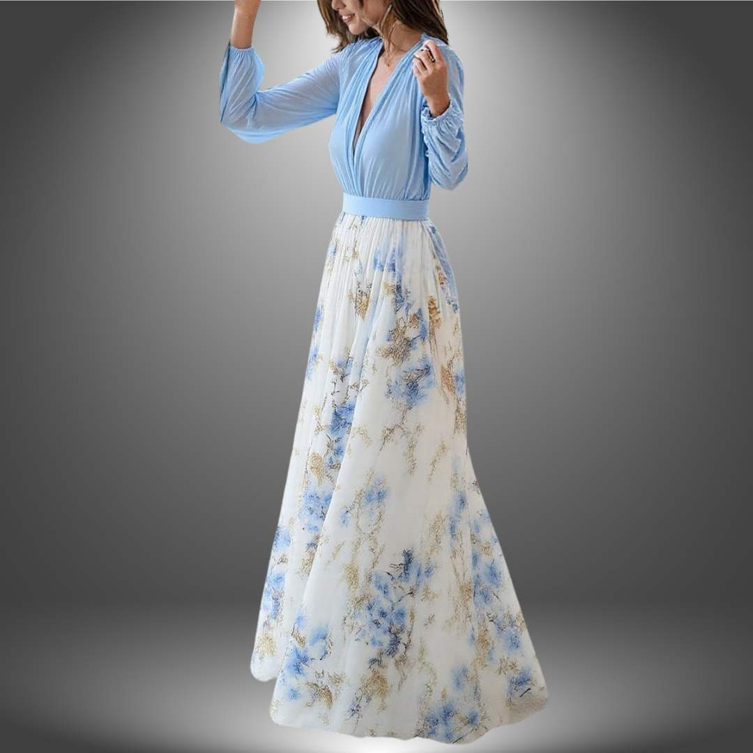 Zenova™ Cyana | Elegant långklänning med blommigt tryck