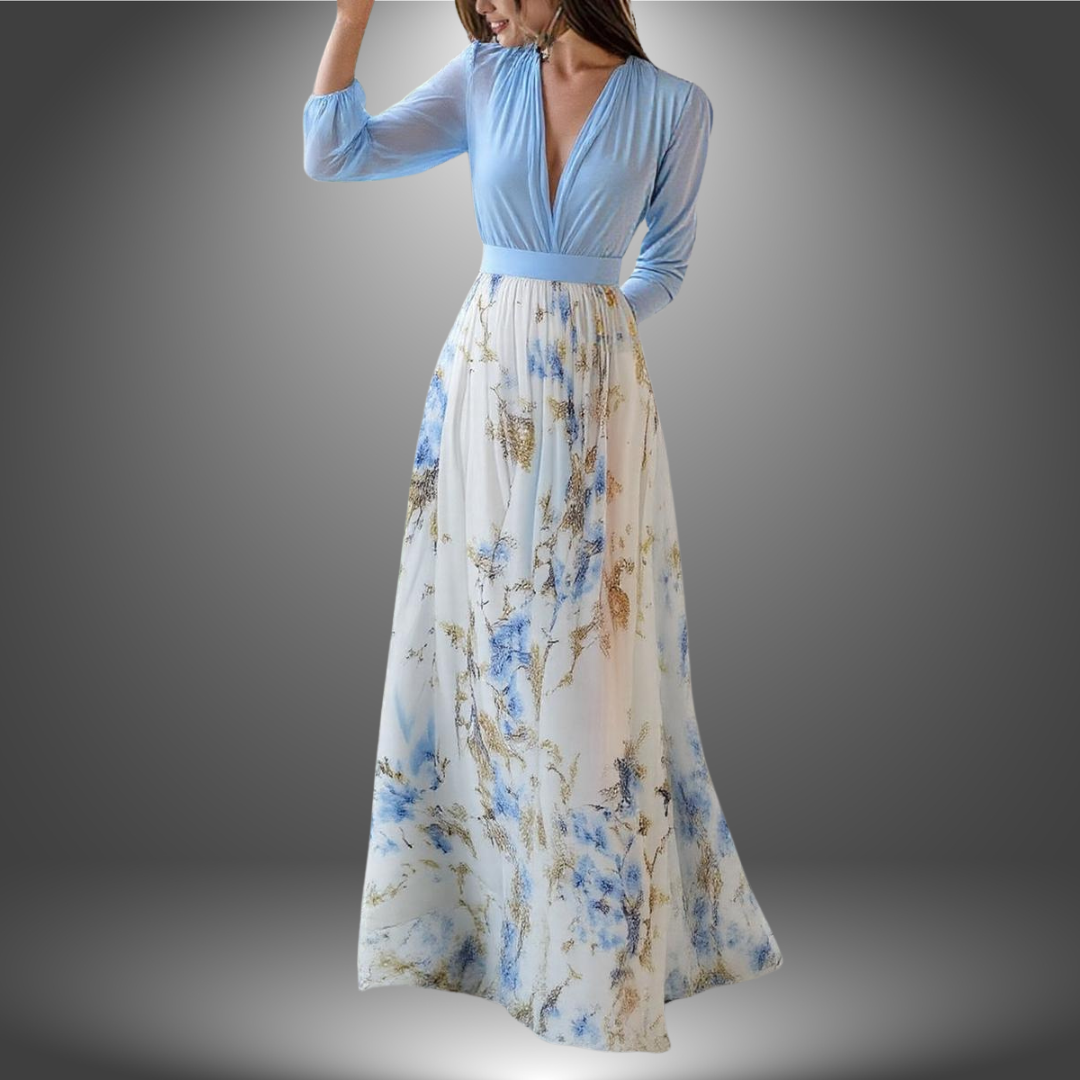 Zenova™ Cyana | Elegant långklänning med blommigt tryck