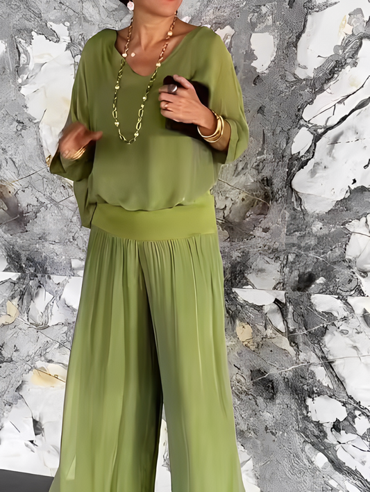 Zenova™ Sharah | Bohemisk jumpsuit i chiffong - V-hals