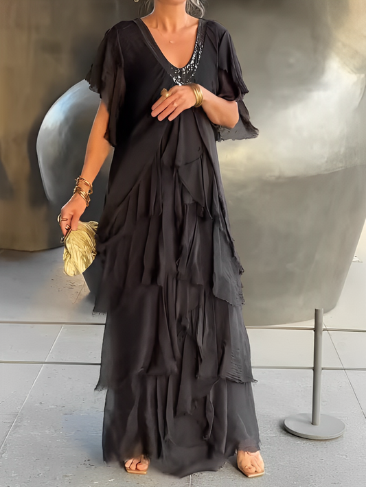 Zenova™ Valerie | Långklänning - ”V” halsringning