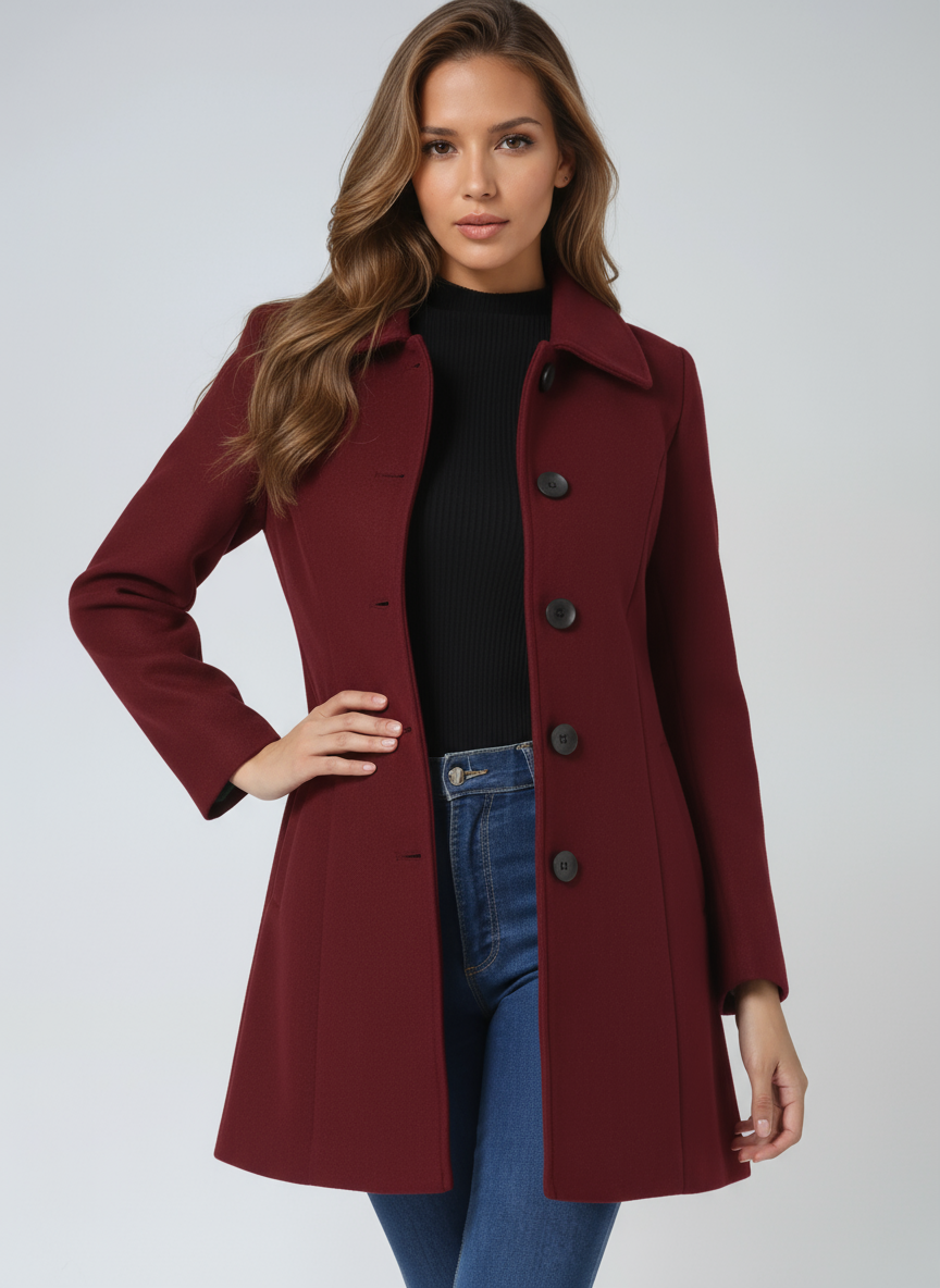 Zenova™ Bridgette| Cappotto Invernale da Donna con Bottoni