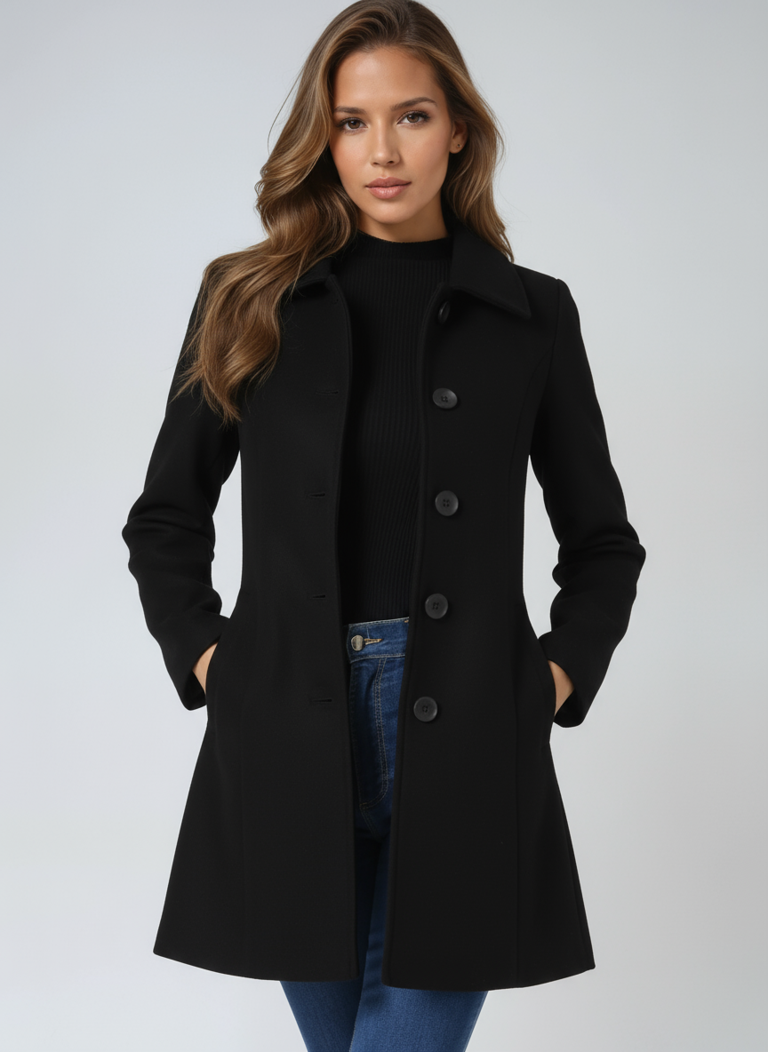 Zenova™ Bridgette| Cappotto Invernale da Donna con Bottoni