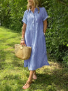 Zenova™ Agneta– Striped Shirt Dress with Relaxed Fit and Side Pockets