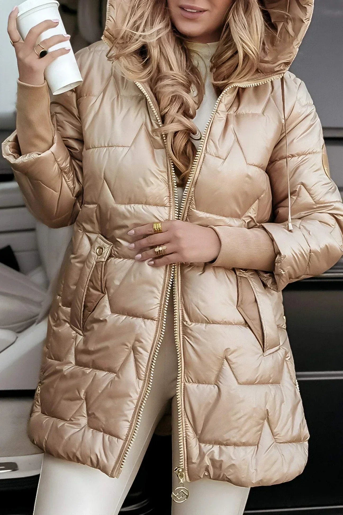 Zenova™ Channelie - Cappotto Invernale con Cappuccio
