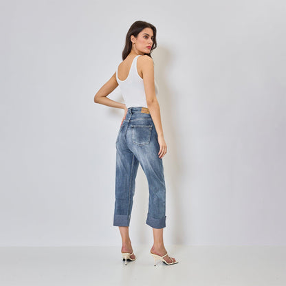 Zenova™ Seliana | Lösa jeans Asymmetrisk stängning