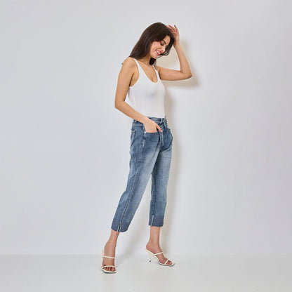 Zenova™ Seliana | Lösa jeans Asymmetrisk stängning